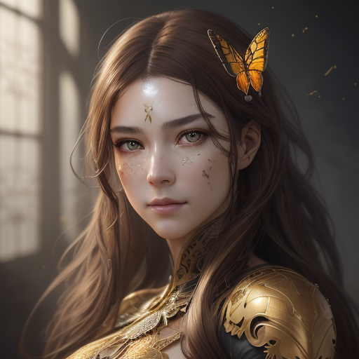 portrait of beautiful cyborg with brown hair